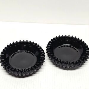 Indiana Glass Tiara Diamond Cut Black Ashtray Trinket Dish Depression Glass